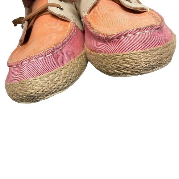 SAM EDELMAN Sebastian Canvas Boat Slip On Shoes Pink Orange White 7.5 - Picture 5 of 12